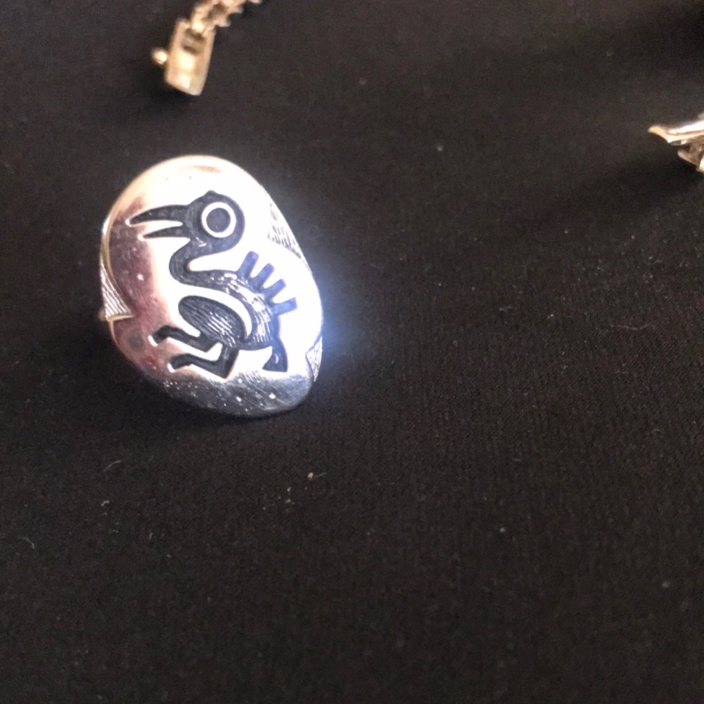 Silver-Tone Tribal Bird Statement Ring